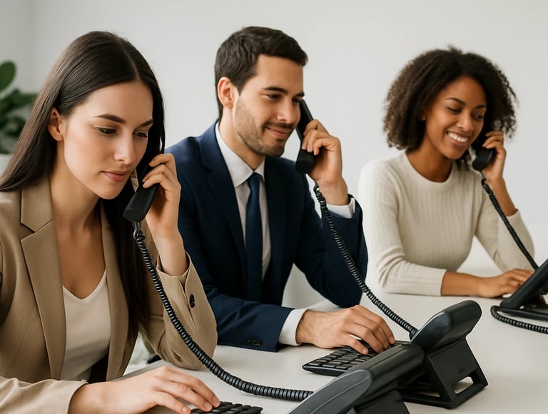 Equipo trabajando con telefonía empresarial